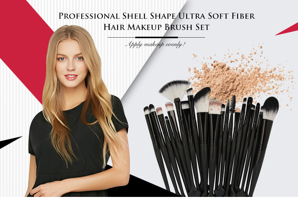 20Pcs Shell Shape Ultra Soft Fiber Hair Makeup Brush Set 